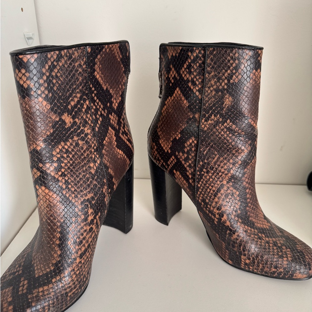 Snakeskin Patterned Ankle Boots